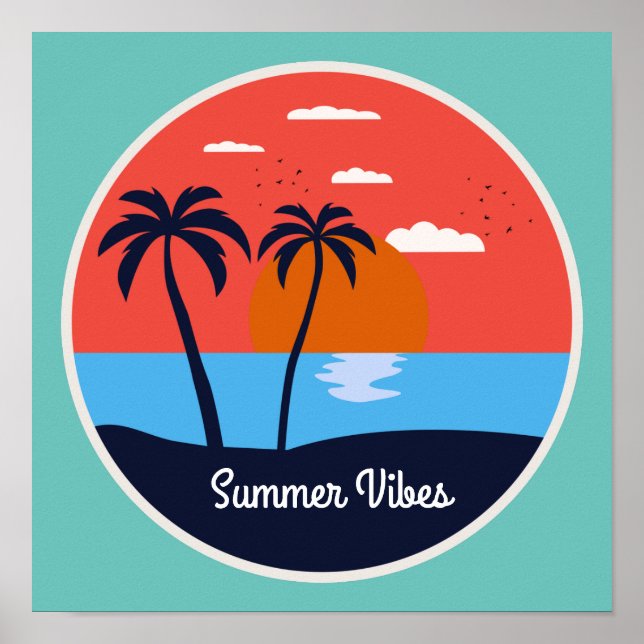 Póster Vibes de verano retro vintage (Frente)