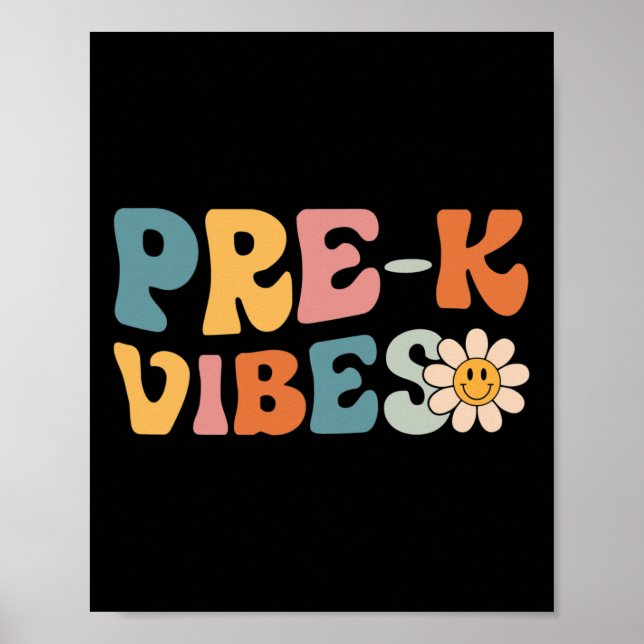 Póster Vibes - Equipo Preescolar Retro Primer Día De Sch (Frente)