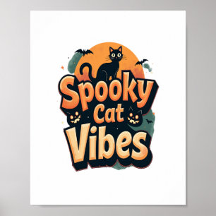 Póster Vibes gatos fantasmales