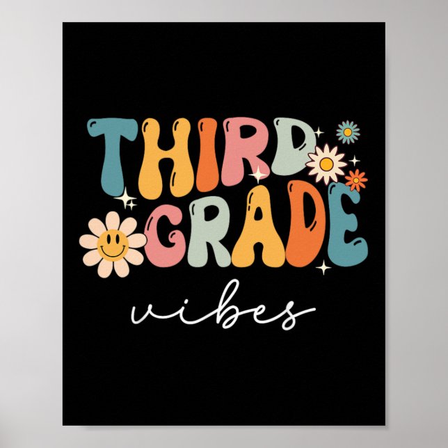 Póster Vibes Grado Para Chicas Niños De Tercer Grado Prof (Frente)