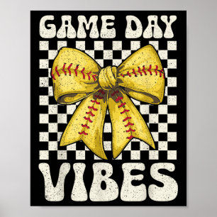 Póster Vibes Groovy Coquette Bow Softball Mujeres