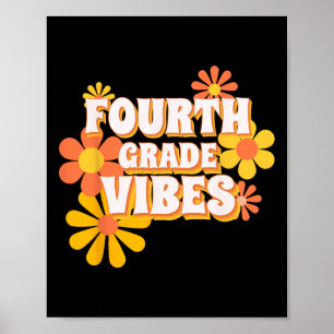 Póster Vibes Groovy De Cuarto Grado Retro De Vuelta Al Té