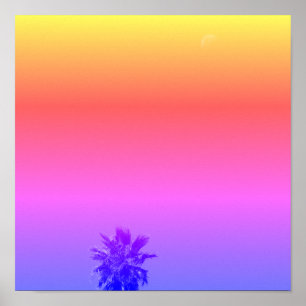 Póster Vibes positivas: minimalismo de la luna de la palm