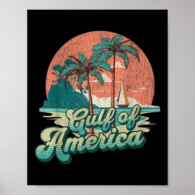 Póster Vibes Retro Sunset Beach - Golfo De Estados Unidos (Frente)