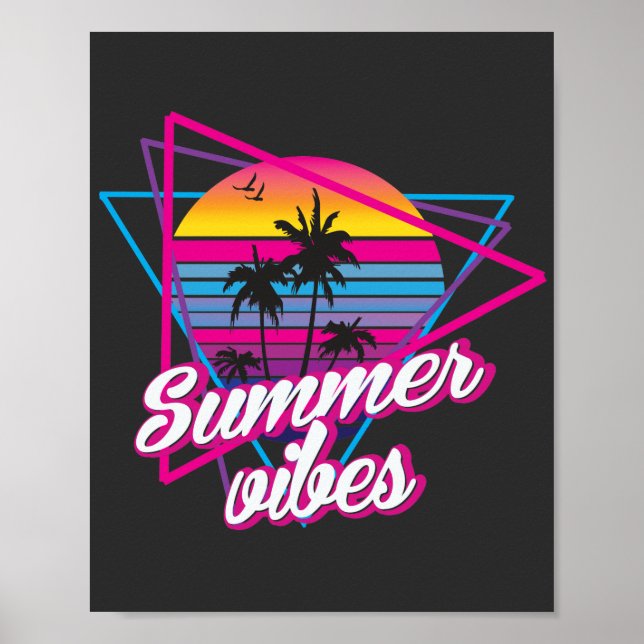 Póster Vibes tropicales de verano de atardecer (Frente)