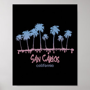Póster Vibra Surfera Retro de Playa San Carlos California