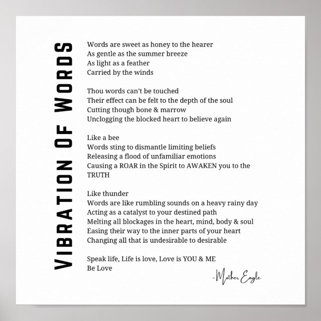 Póster Vibración de las palabras despertar poema poster a (Frente)