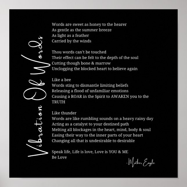Póster Vibración de las palabras despertar poema poster a (Frente)