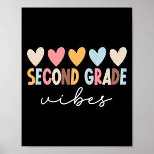 Póster Vibraciones de 2do Grado Primer Día de Escuela Bie