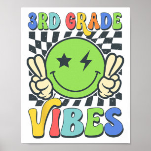 Póster Vibraciones de 3er grado Cara sonriente groovy Reg
