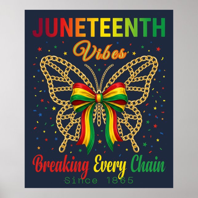 Póster Vibraciones de Juneteenth Coquette Lazo Día de la  (Frente)