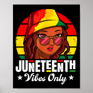 Póster vibraciones de Juneteenth solo mujeres afroamerica