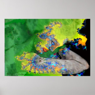 PÓSTER VIBRACIONES DE LA MATERIA, MUJER FRACTAL EN AMARIL