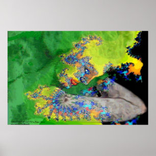 PÓSTER VIBRACIONES DE LA MATERIA, MUJER FRACTAL EN AMARIL