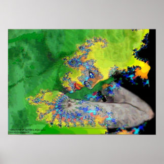 PÓSTER VIBRACIONES DE MATERIA, MUJER FRACTAL EN AMARILLO