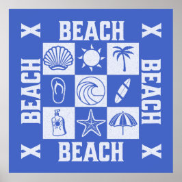 Póster Vibraciones de Playa Vintage - Playa Playa Playa 