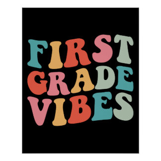 Póster Vibraciones de Primer Grado Retro Groovy Profesor