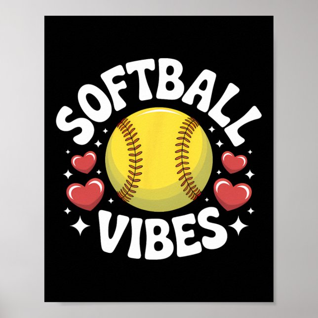 Póster Vibraciones de Sóftbol Equipo de Sóftbol Cute Fast (Frente)