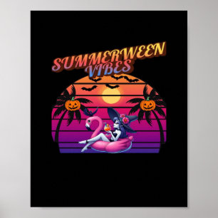 Póster Vibraciones de Summerween Bruja Flamingo Flotante,