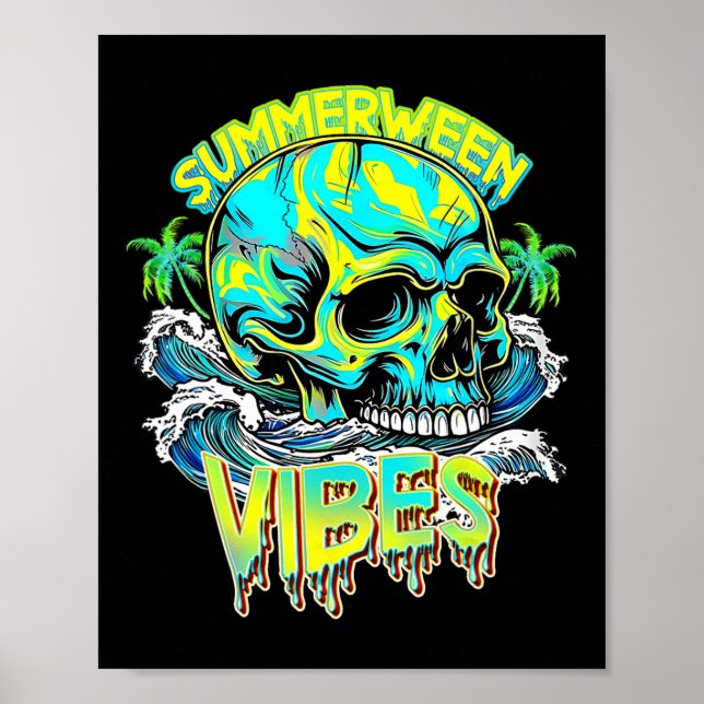 Póster Vibraciones de Summerween Calavera Horror Playa Ho (Frente)