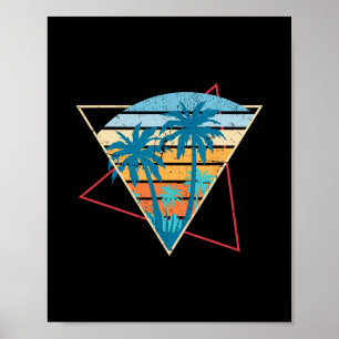Póster Vibraciones de Verano Atardecer Palmeras Playa Ret