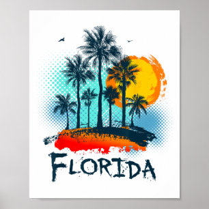 Póster Vibraciones de verano de Miami en Florida Playa Es