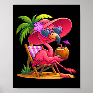 Póster Vibraciones de verano Flamenco rosa Playa Palma Ve