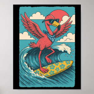 Póster Vibraciones de verano Flamingo Surfing Vibraciones