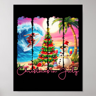 Póster Vibraciones de Verano Navidad en Julio Santa Surfe