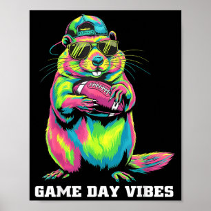 Póster Vibraciones del Día del Juego Funny Tribal Marmota