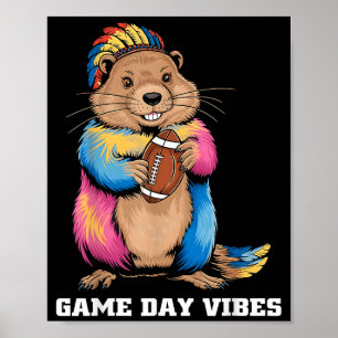 Póster Vibraciones del Día del Juego Mapache Tribal Soste