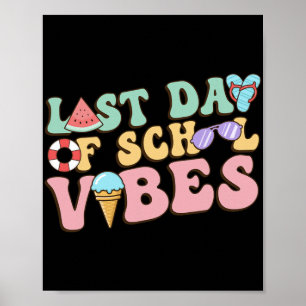 Póster Vibraciones Del Último Día De Escuela Retro Verano