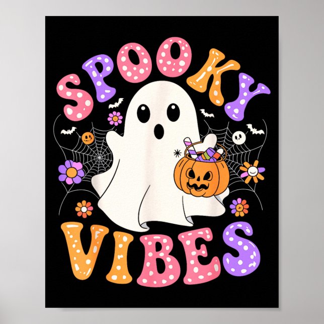 Póster Vibraciones espeluznantes fantasma lindo jack o li (Frente)
