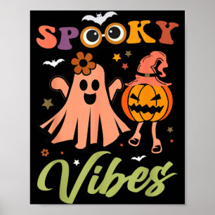 Póster Vibraciones espeluznantes fantasma y calabaza dive