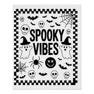 Póster Vibraciones Espeluznantes Halloween Retro