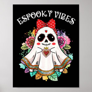 Póster Vibraciones espeluznantes Maestra Halloween Españo