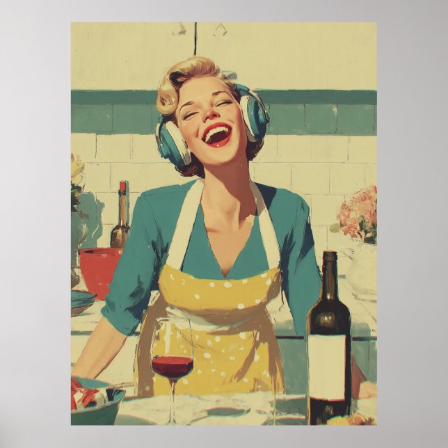 Póster Vibraciones Felices de Cocina Retro (Frente)