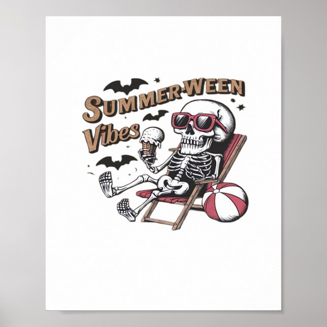 Póster Vibraciones Felices de Sumerween Esqueleto Helado  (Frente)