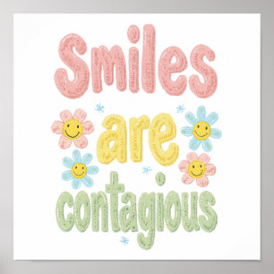 Póster Vibraciones Felices Sonrisas Retro Son Contagiosas