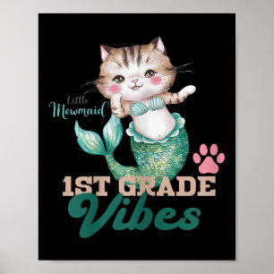 Póster Vibraciones Lindas de Primer Grado Gato Sirena Mew