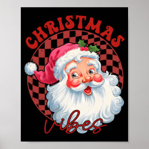 Póster Vibraciones Navideñas de Santa Rojo Santa Claus Ro