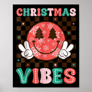 Póster Vibraciones Navideñas Divertidas Cara Sonriente Fe