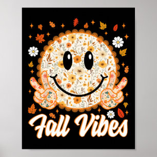 Póster Vibraciones Retro de Otoño Cara Sonriente Día de A
