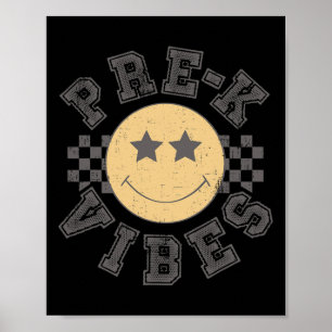 Póster Vibraciones Retro Pre-k Maestro Estudiante 1er Día