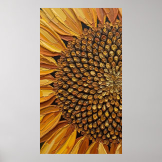Póster Vibrant Abstract Sunflower Impasto