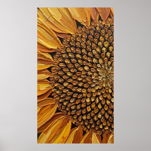 Póster Vibrant Abstract Sunflower Impasto (Frente)
