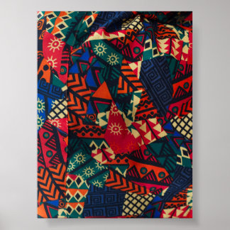 Póster Vibrant African Geometric Tribal Abstract Pattern