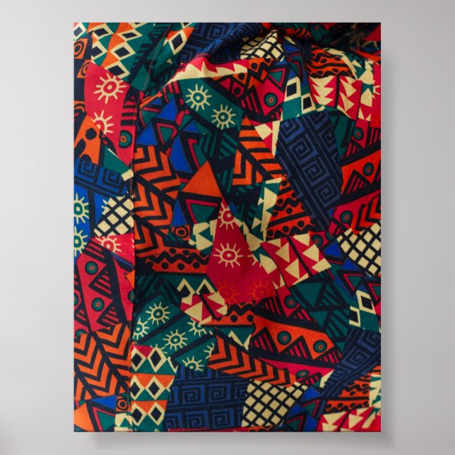 Póster Vibrant African Geometric Tribal Abstract Pattern  (Frente)