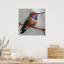Vibrant Allen’s Hummingbird Painting