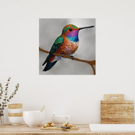 Póster Vibrant Allen’s Hummingbird Painting